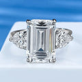 Simulated Gemstone Ring 5-carat Emerald-cut 12*8 Cubic Zirconia Ring for Women