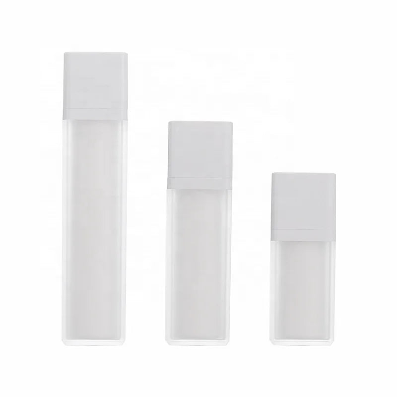 15ML 30ML 50ML Airless Pump Bottle Frosted Square Vacuum Container Refillable Emulsion Lotion Cream Press Pump Airless Bottles