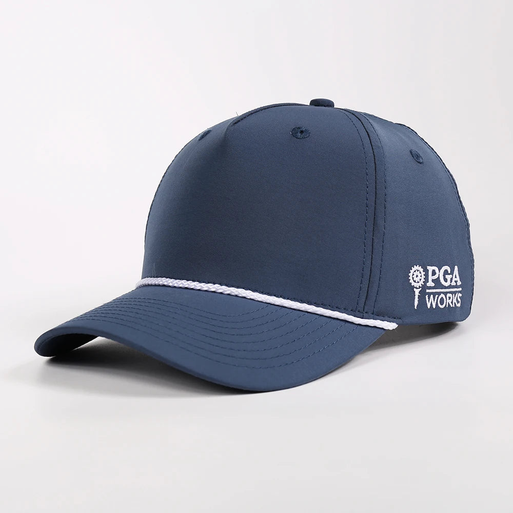 Manufacturer Custom Design Polyester Hat Embroidery Logo Mens 5 Panel Baseball Cap With Rope