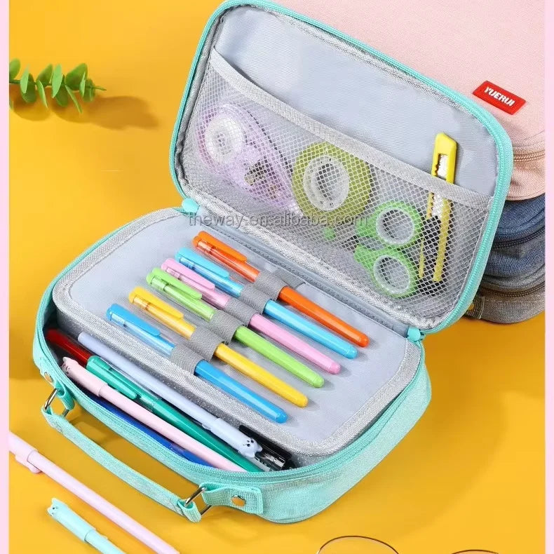 Large Canvas Marker Pen Bag Big Capacity Pencil Storage Pouch Holder Box Organizer
