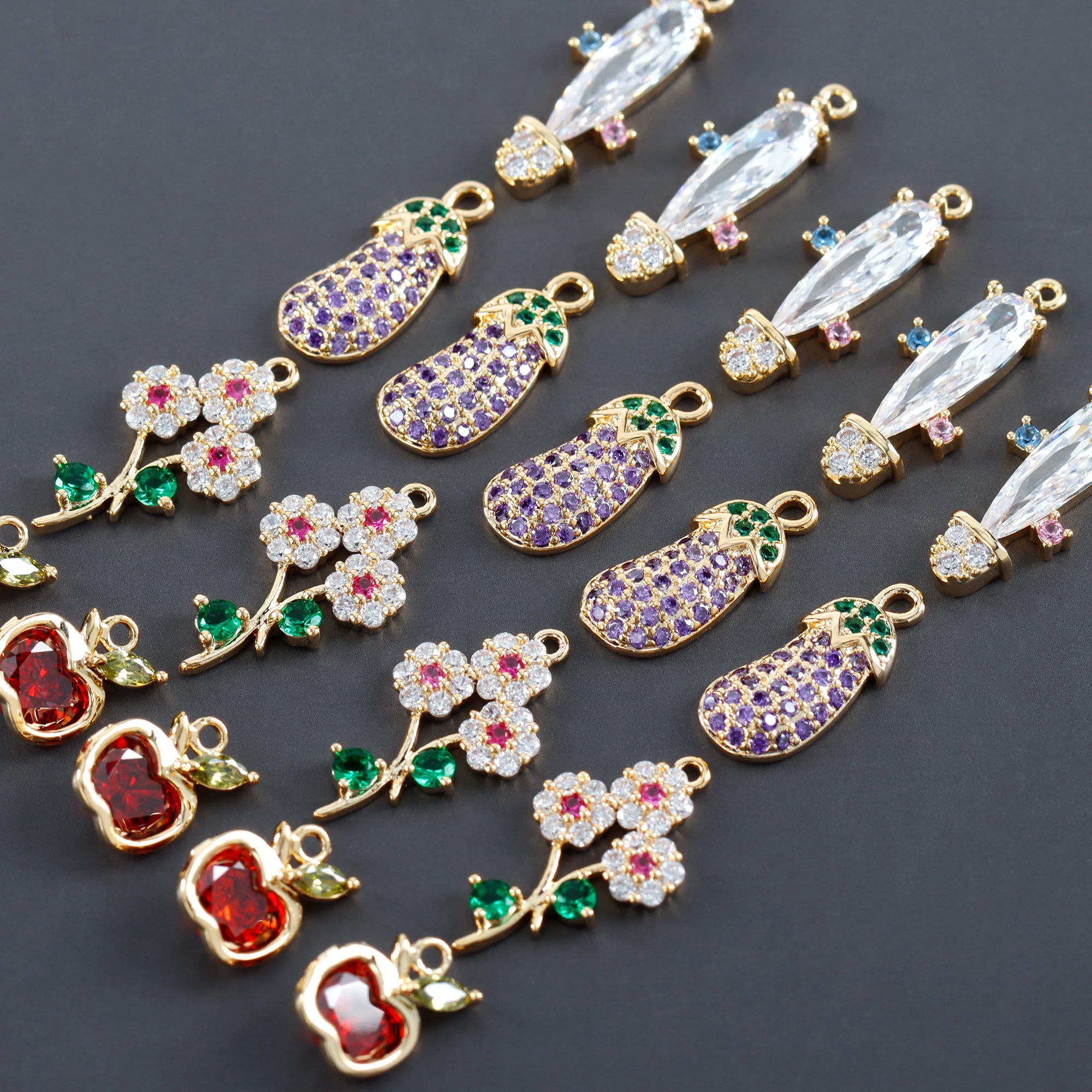 M1008  6pcs/Lot  18K Gold Plated Copper with Zircon Nickel Free Pass REACH Jewelry Findings DIY Earrings Accessories