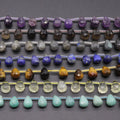 Genuine Gemstone Top Drilled Teardrop Beads Strand Natural Quartz Amethyst Prehnite Water Drop Beads 10x14mm