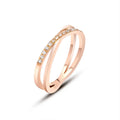 Fashion Two Circle Cross Inlaid With White Zircon Rings 18k Gold PVD Plating Stainless Steel Jewelry for Woman