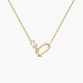 Handmade 925 Sterling Silver 18K Gold Oval Cut Gemstone Interlocked Pendant Necklaces for Women Girls Fine Jewelry