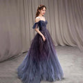 S8100F New One -word Collar New With Star Moonlight Engagement Long Banquet Women Evening Dresses Elegant