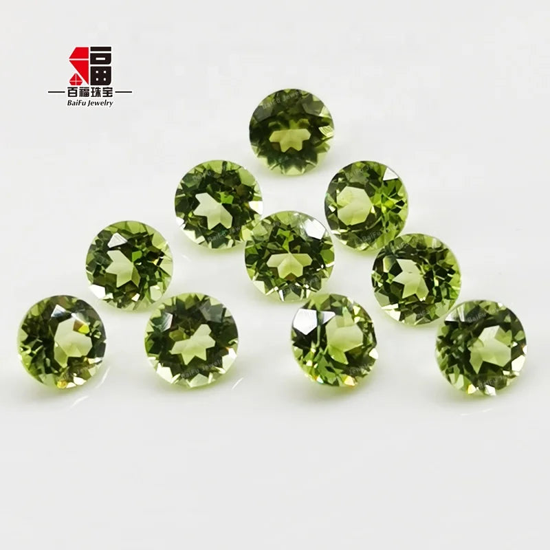 Baifu Jewelry Wholesale Price Round Natural Peridot Gemstones