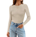 Breathable Crewneck Women'S Knitted Long Sleeve Women'S Sustainably Crew Neck Soft Polyester Pullover Knitwear
