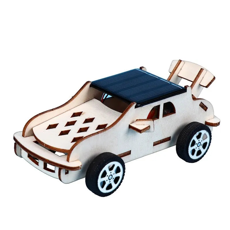New Creative Wooden Diy Solar Car Model Kid Steam Toy Science Experiment Kits Craft Wood
