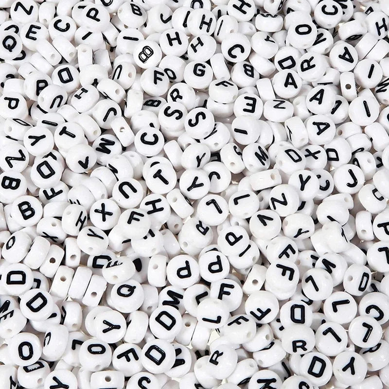 100Pcs / Pack 4*7mm Acrylic English Letter Alphabet White Black Loose Beads Third Party Certified Friendship Bracelet DIY