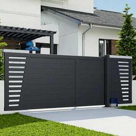 JHR Superior Brand Louver Sliding Folding Entrance Gate Front Yard Aluminum Driveway Gate Design Fences and Gates for Houses