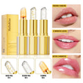 Women's Custom Pink Temperature Change Lip Care Balm Moisturizing Repairing Flower Jelly Lipstick Fashion Style