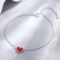925 sterling silver simple fashion enamel love heart charm thin chain bracelet for women
