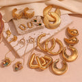 Dreamshow Jewelry PVD Gold Plated Earring Set Hollow Out Stainless Steel Hoop Earring Boucles D'oreilles