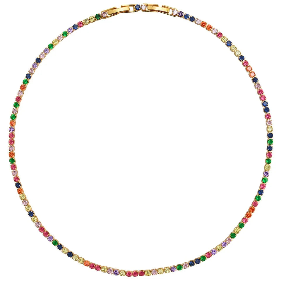 Fashion Boutique Fashion Colorful Full Diamond Zircon Necklace for Women Cute Jewelry Factory Customized