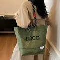 SW-Neutral Casual Hong Kong Style PU Breathable Tote Bag 2025 Versatile Large Capacity Zipper Shoulder Handheld