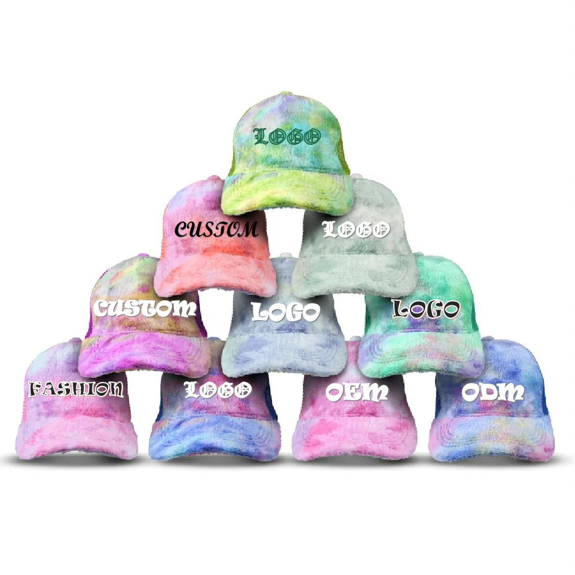 Custom Embroidery Logo Fuzzy Velvet Fuzzy Trucker Cap Mesh Caps Hat