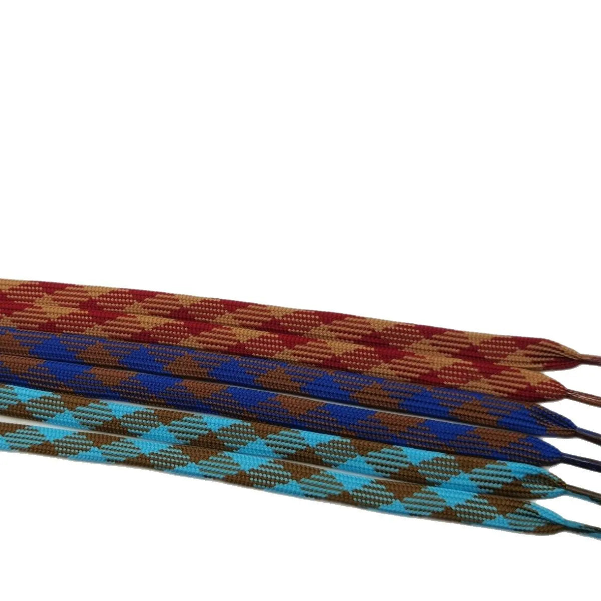 YH New Style 10mm Colorful Diamond Printed Flat Polyester Plaid Casual Cloth Shoes Laces Moral Training Shoelaces