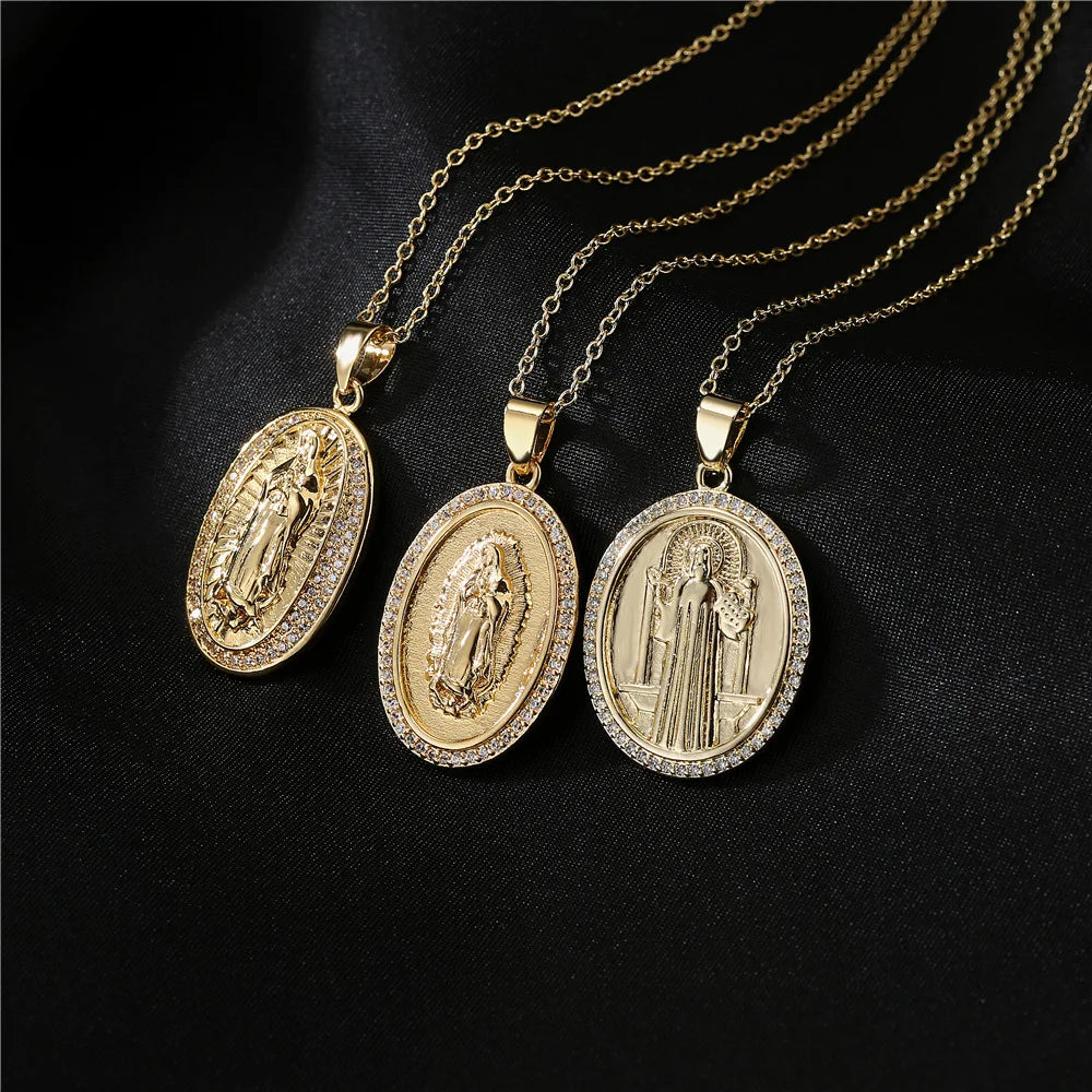 Custom Vintage Gold Plated Micro-Set Zircon Jesus Pendant Jewelry Madonna Pendant Charms Jewelry Making