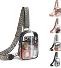 Small Recycling Waterproof Women Girls Pvc Transparent clear ZIPPER Crossbody Bag Pouch for Cell Phone with Strap