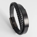 High Quality Width Genuine Leather Hand Woven 316L Stainless Steel Magnet Clasp Wrap Bracelet Custom Logo for Men