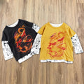 Custom Design Screen Printing Acid Wash Sweatshirts Crew Neck Long Sleeve T-shirt for Men