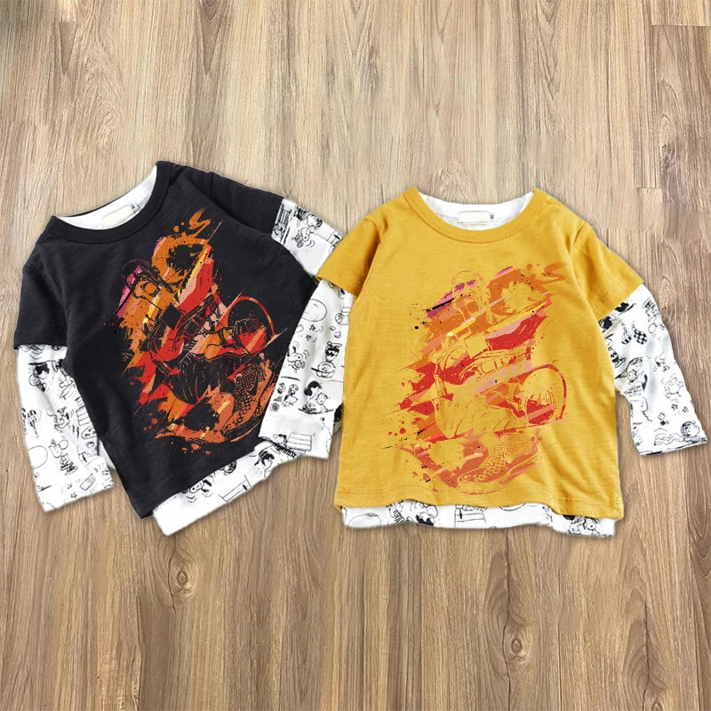 Custom Design Screen Printing Acid Wash Sweatshirts Crew Neck Long Sleeve T-shirt for Men