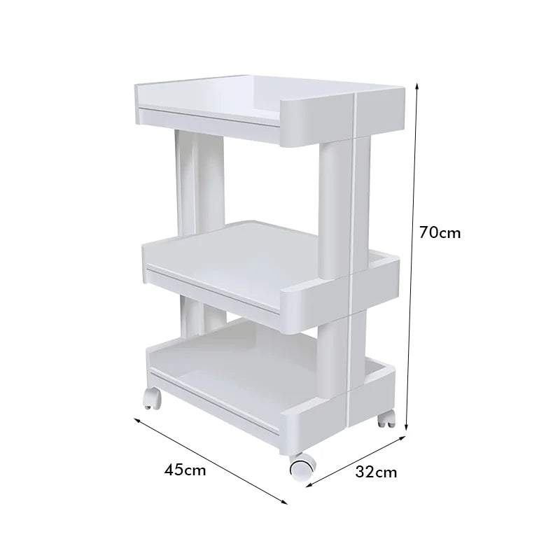 Plastic 3 Tier Layer Beauty Trolley Cart Spa Kitchen Lash Rolling Storage Cart Eyelash Trolley