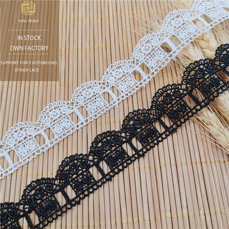 Factory Wholesale Double Rose Embroidery Lace Trim French Lace Bar Code for Clothing Shoes and Bags Decorations