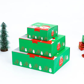 2024 Creative Printed Christmas Stacking Boxes Packaging Boxes Green Christmas Gift Box