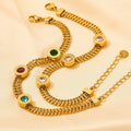 Designer Colorful Zircon Stainless Steel Charm Women Trendy Jewelry Snake Chain Bracelet