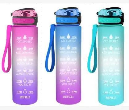 Madou 32oz Tritan Fitness Water Bottle BPA-Free Plastic Custom Logo Motivational Handle Dishwasher Safe 1L for Sports Use