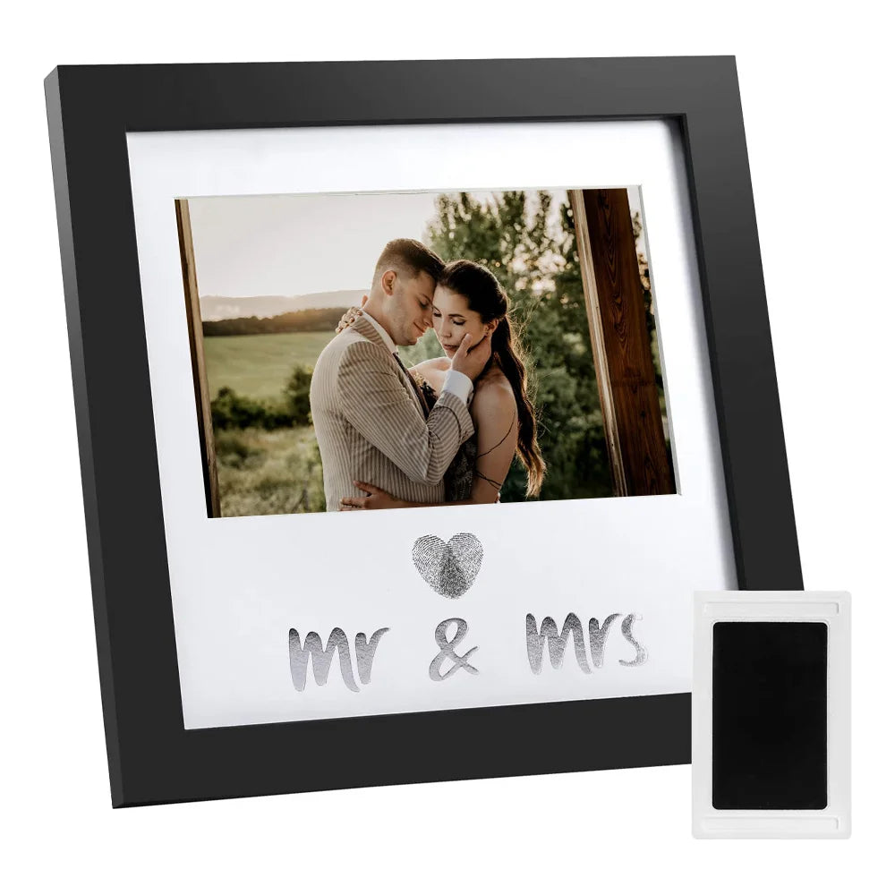 Heart Thumbprint Keepsake Frame and Ink Kit Wedding Picture Frame 8x8 Wood Photo Frame for Gift Picture Frame for Wedding