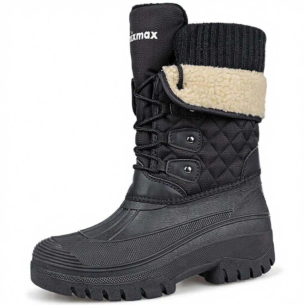 Knixmax Outdoor Women's Winter Boots Fleece Lined Snow Boots Waterproof Outer Material Non-Slip Soles Snow Season