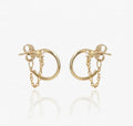 Customized 18K Gold Plated Thin Small Hoop and Chain Women Earring Women Brass Handmade Jewelry