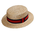 Ready to Ship Men Women Student Stripe Band Wheat Straw Boater Hat UV protection Sun Flat Hats for Men