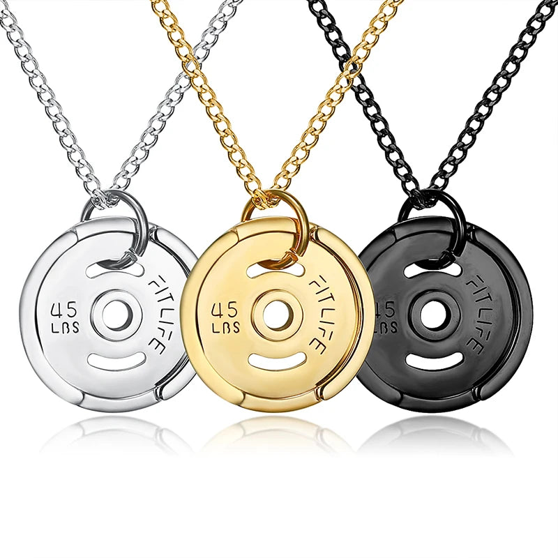 Fashion Jewelry Custom logo Gym Life Fit Life Necklaces Cool Boys Mens Sport Symbol Keep Fit Pendants Necklaces
