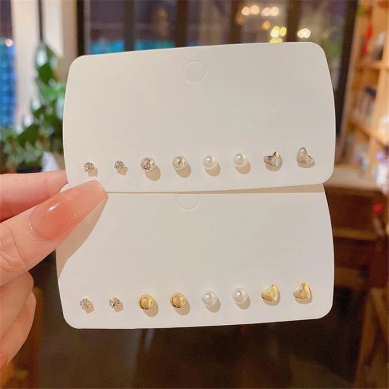 Simple S925 Silver Needle Pearl Earrings Temperament Small Fashion Stud Set Earrings