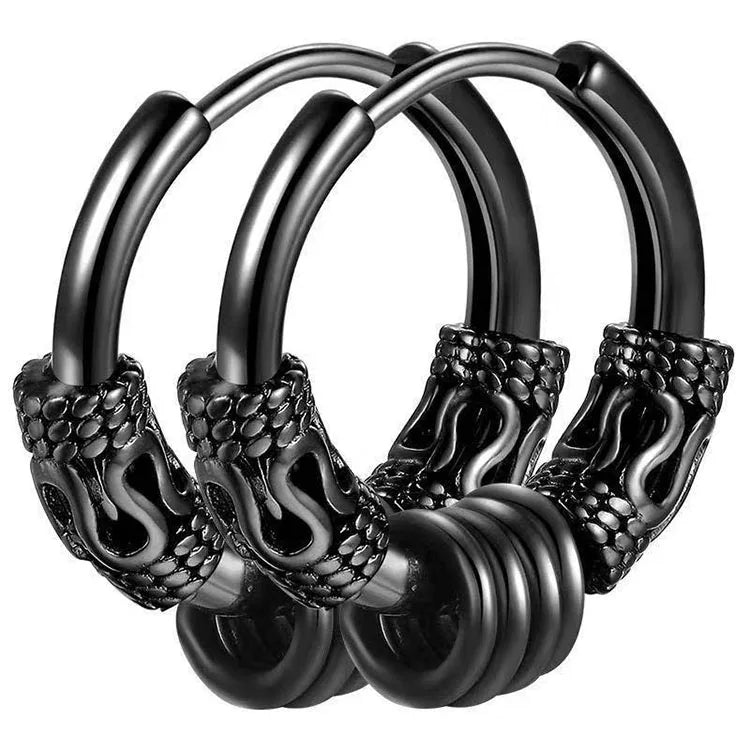 G2331 Wholesale Stainless Steel Hiphop Dragon Totem Hoop Men Fashion Jewelry Earrings