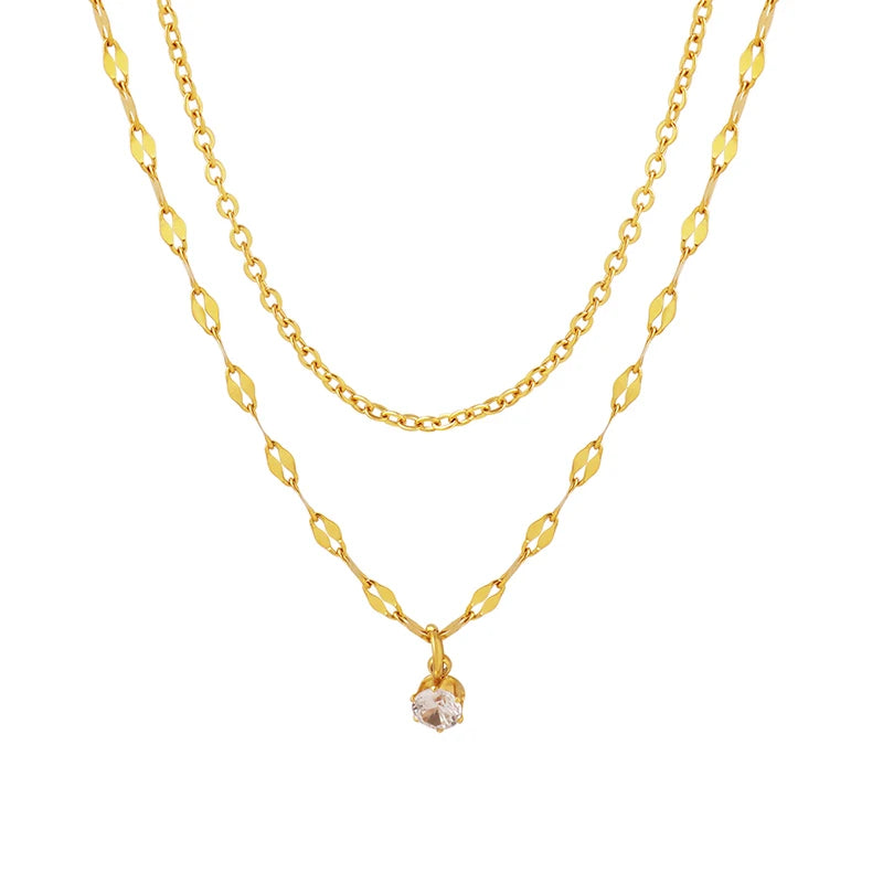 2023 Mother's Day Necklace Multilayer Fashion Accessories Zircon Pendant Necklace