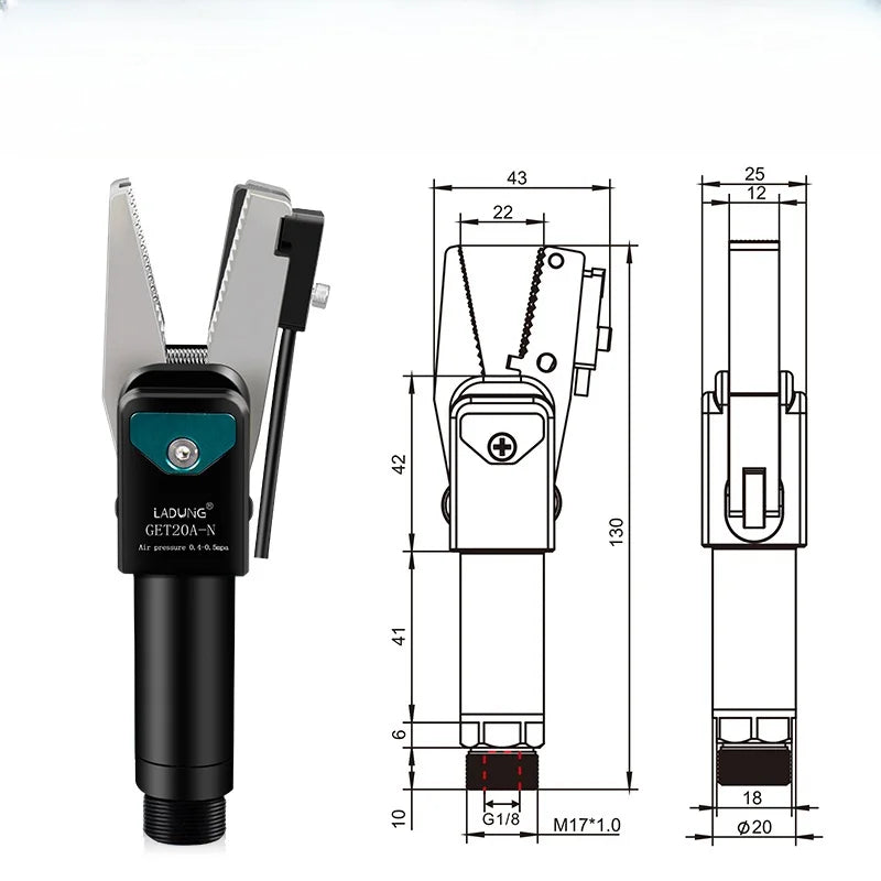 New Arrival Ladung GET20A-20-N(P) Pneumatic Sprue Gripper Aluminum Mechanical Jig Finger Sensor Robot Nozzle Clamp OEM 1 Year