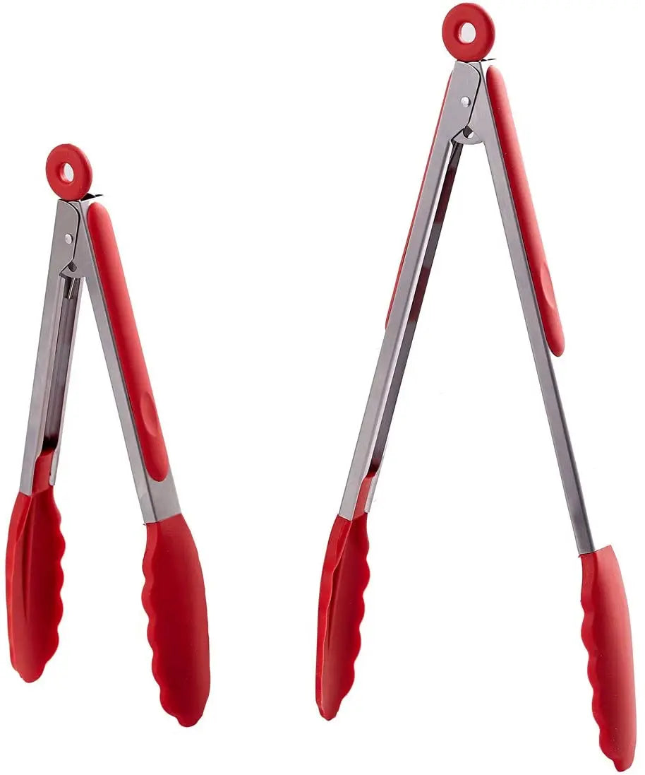 Heat Resistant Food Grade Silicone Cooking Kitchen Pliers Cooking Stainless Steel Locking Food Tong