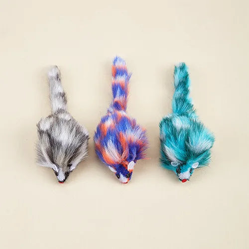 Cat Mouse Toy Colorful Plush Interactive Cat Chew Toy Cat Mouse Tease Toy