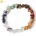 CSJA Wholesale Natural Crystal Stone Women Bracelet 7 Chakra Healing Gemstone Gravel Chip Bracelet G295
