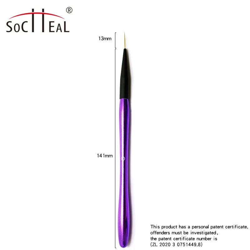 Various Size Nail Art Liner Brush with Purple Acrylic Handle Short and Long Liner Gel Nail Art Brush Nylon Hair Nail Liner Pen