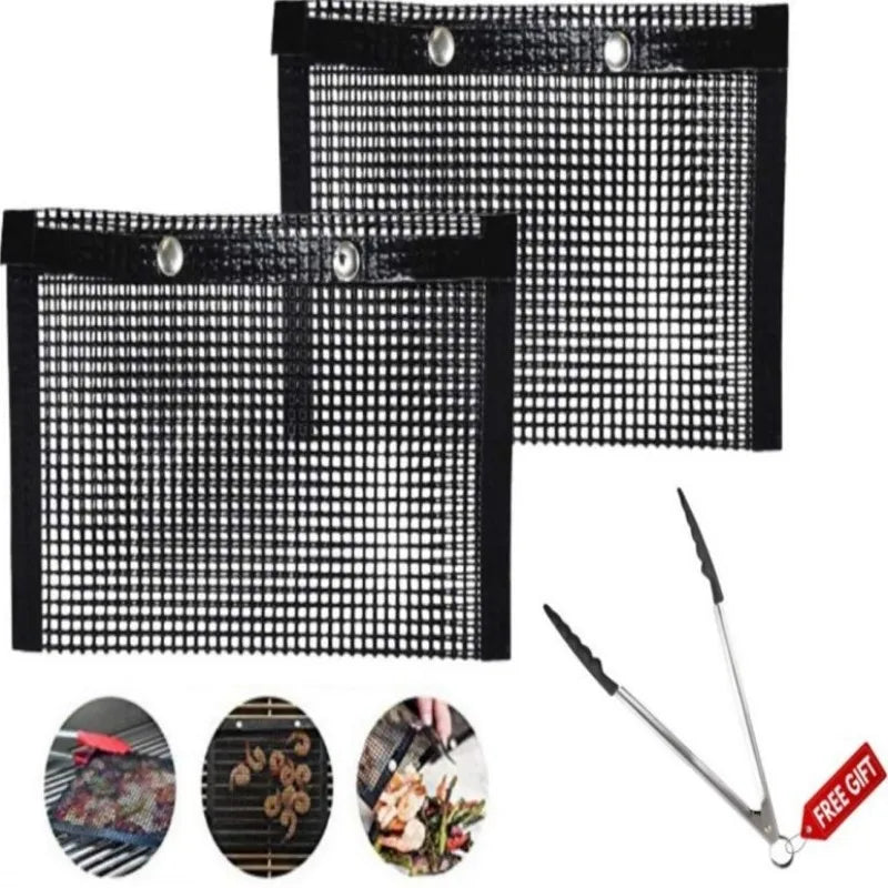 New Wholesale Ready to Ship BBQ Non-Stick Barbecue Mat Set of 3 BBQ Mesh Bag