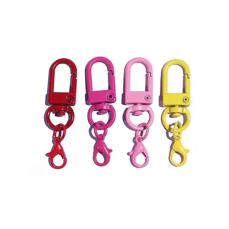 12mm*48mm Wholesale Lock-Shaped Spray Paint Metal Key Buckle with Lobster Clasp Key Chain Metal Crafts Hardware Accessories