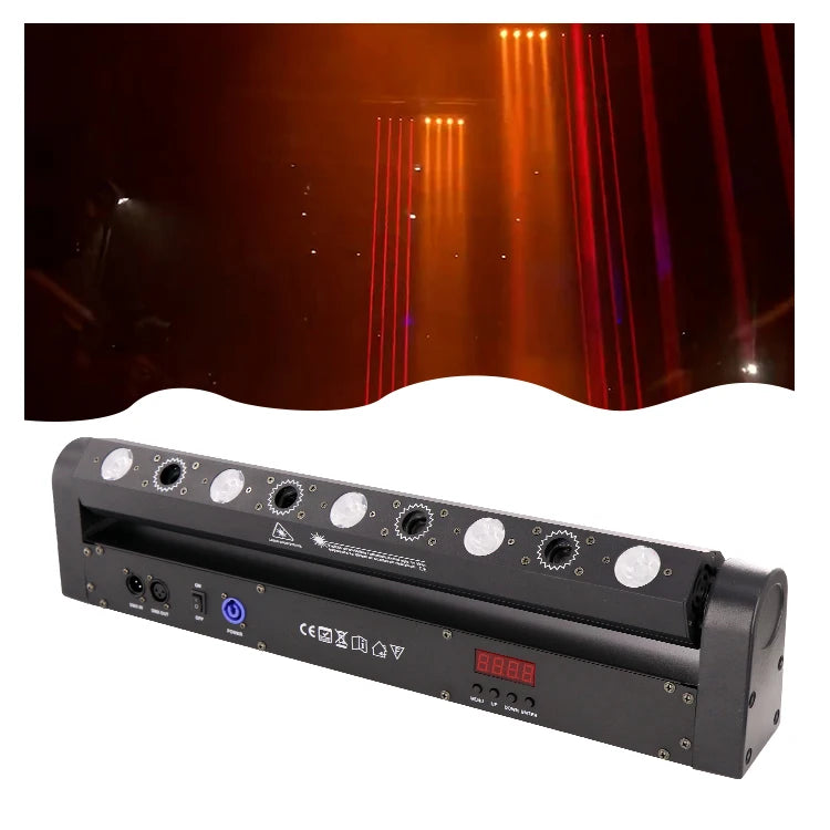 Single Point Controls 5 Head LED Beam + 4 Head Red Laser Bar Light Dj Disco Stage Lighting for Nightclub