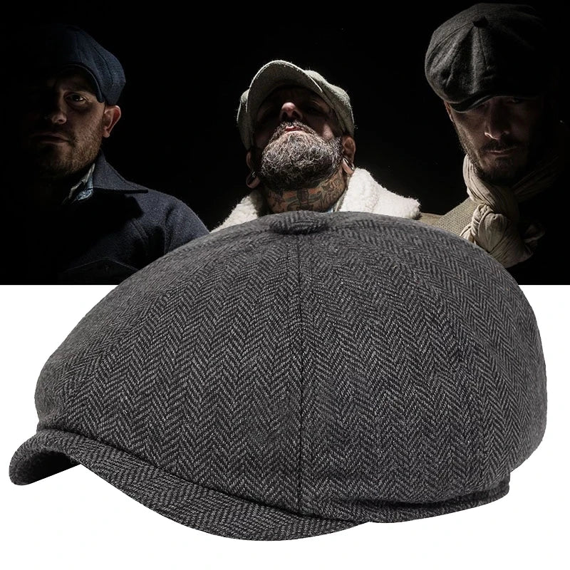 Men Beret Newsboy Hat Vintage Tweed Peaky Berets Baker Boy Hat