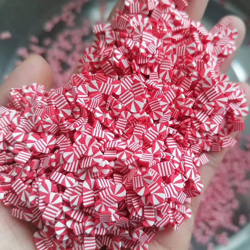 1000g DIY Craft Slime Sprinkles 5mm 10mm Christmas Red Cane Polymer Clay Sprinkles Slices