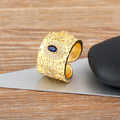QIKU Vintage Crystal Adjustable Rings Women Fashion Gold Plated Versatile Female Wedding Engagement Luxury Zircon Jewelry Gift